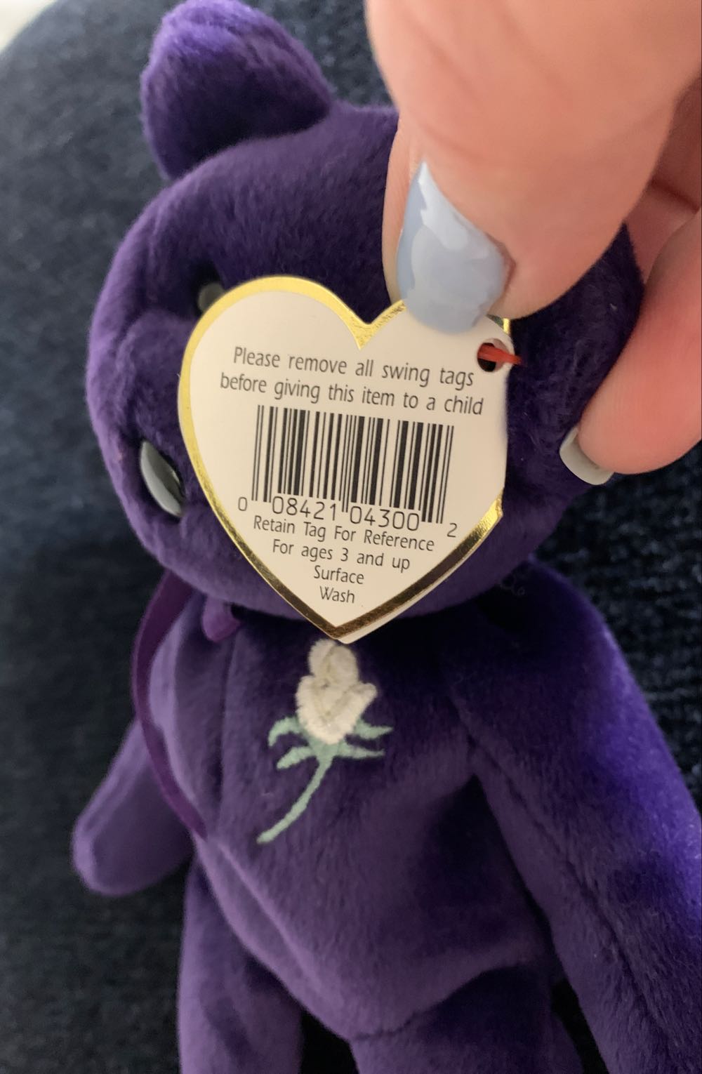 Baby The Diana Beanie Baby Ty Beanie Babies Princess Bear Toy Rare & Edition Mint With Retired 1st Condition Tags Pvc Pellets ~ Purple Vintage Retired! 🔥 From Original First  coin collectible [Barcode 008421043002] - Main Image 4