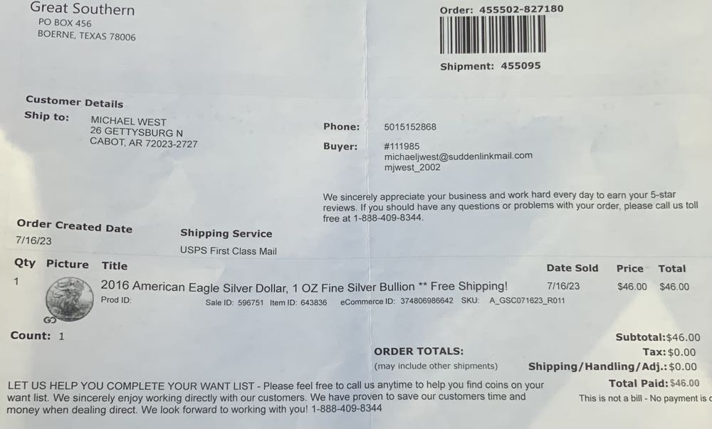 American Silver Eagle, 2016, #78  coin collectible - Main Image 4