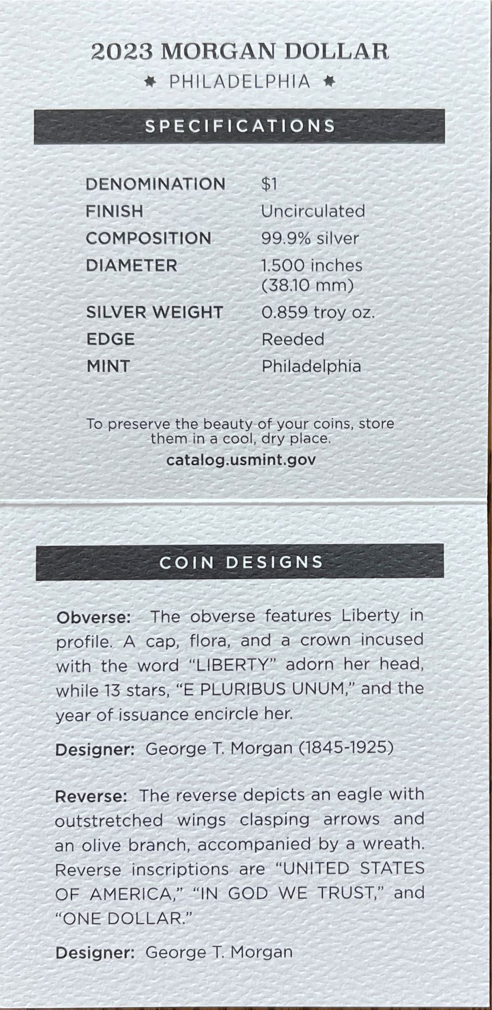 2023 P US Mint Morgan Silver Dollar 23XE  coin collectible [Barcode 704786450782] - Main Image 4