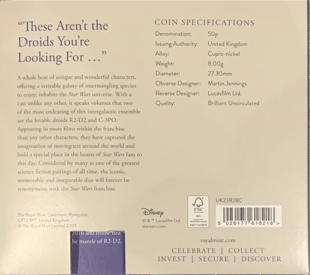 STAR WARS ~ Droids  coin collectible [Barcode 5026177618218] - Main Image 3