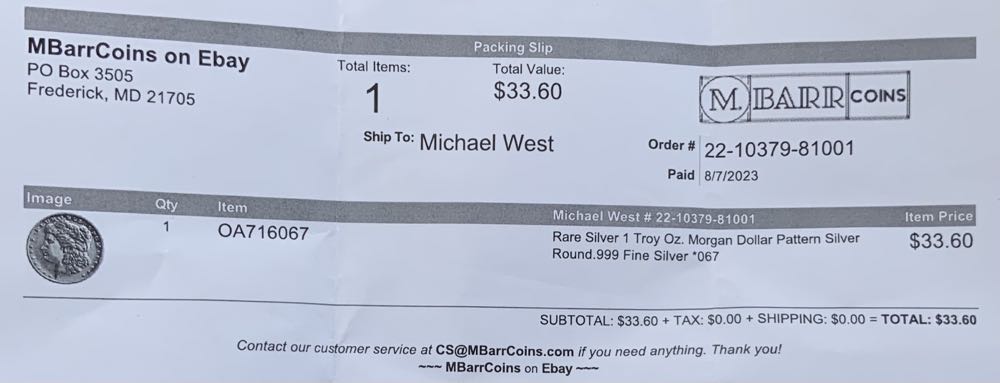 Morgan Dollar Design Round *067 - #134  coin collectible - Main Image 4