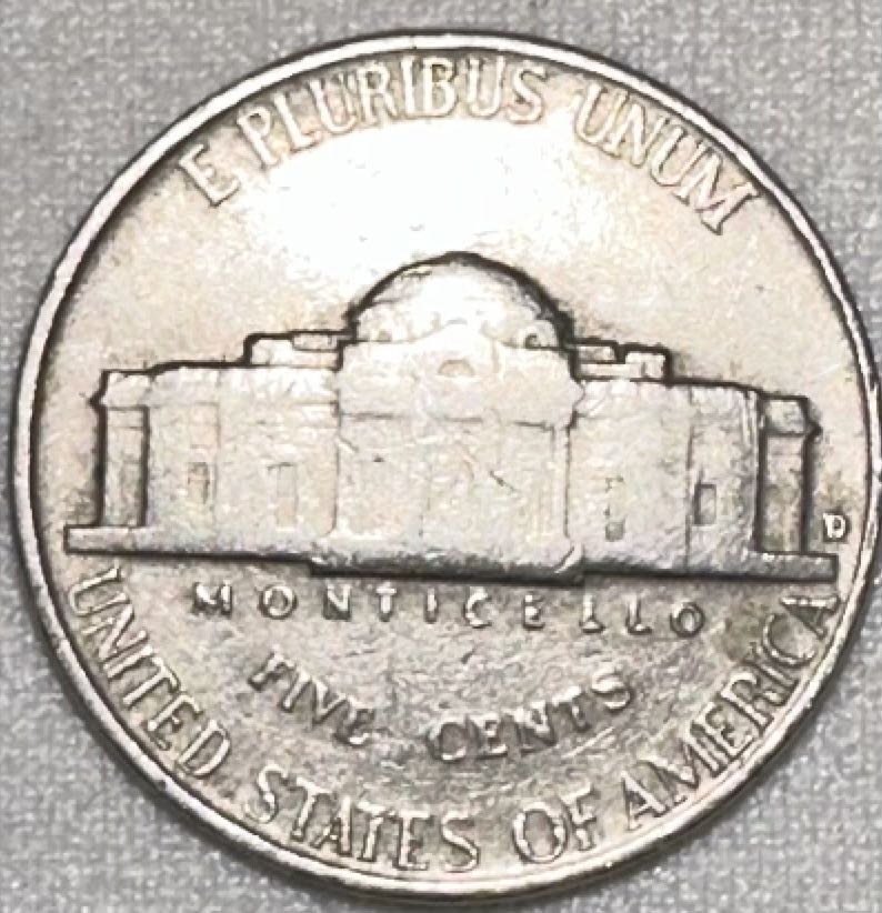 Nickel Jefferson 1955 D  coin collectible - Main Image 2