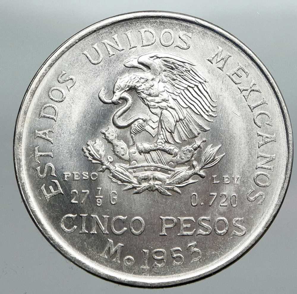 Mexican 1953 Cinco Pesos  coin collectible - Main Image 2