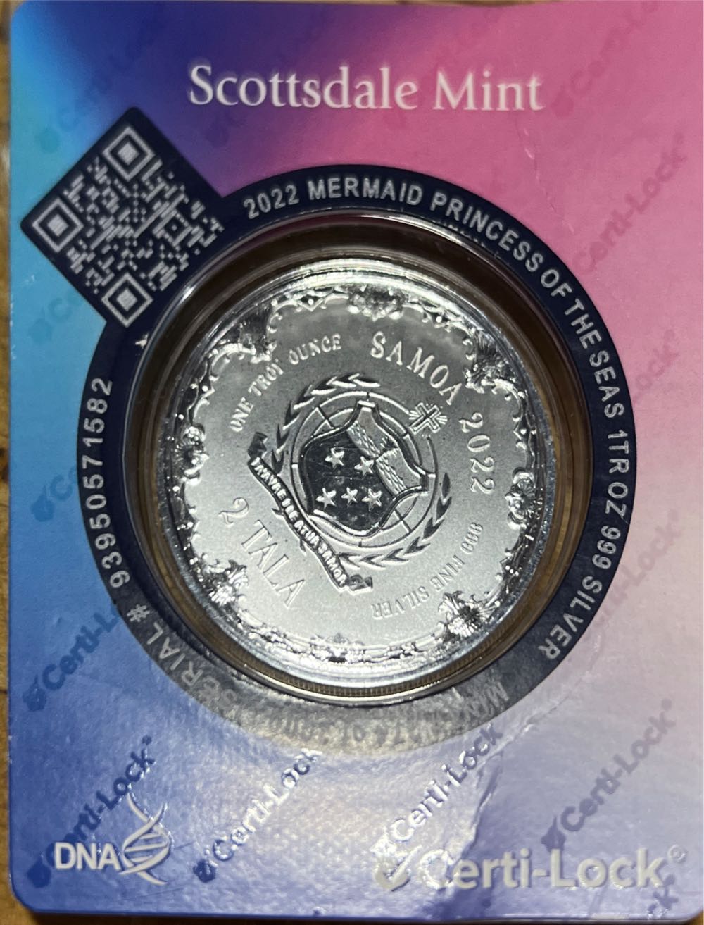 Scottsdale Mint Mermaid Princess Of The Seas - 2022 Colorized Samoa  coin collectible - Main Image 2