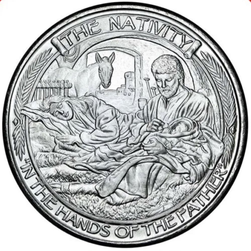 xxxxNativity Christmas – 1 oz Silver w/Xmas Gift Pouch , 1 of 7 - #173A  coin collectible - Main Image 2