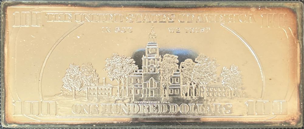 Silver Bar Benjamin Franklin $100  coin collectible - Main Image 2