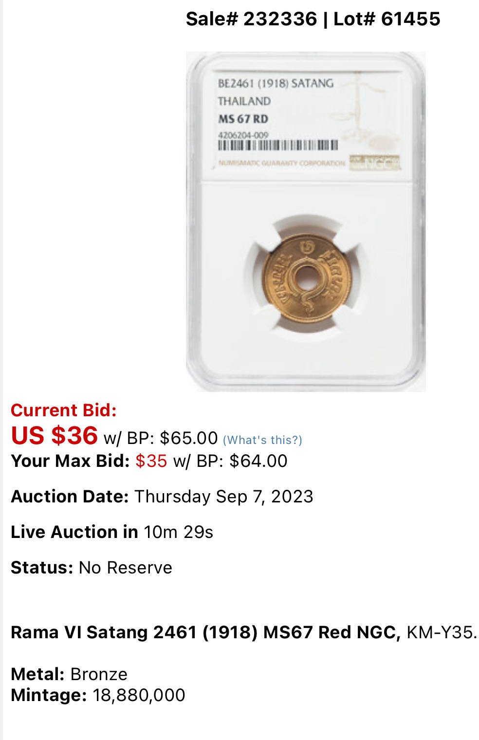 Thailand Rama VI Satang  coin collectible - Main Image 3