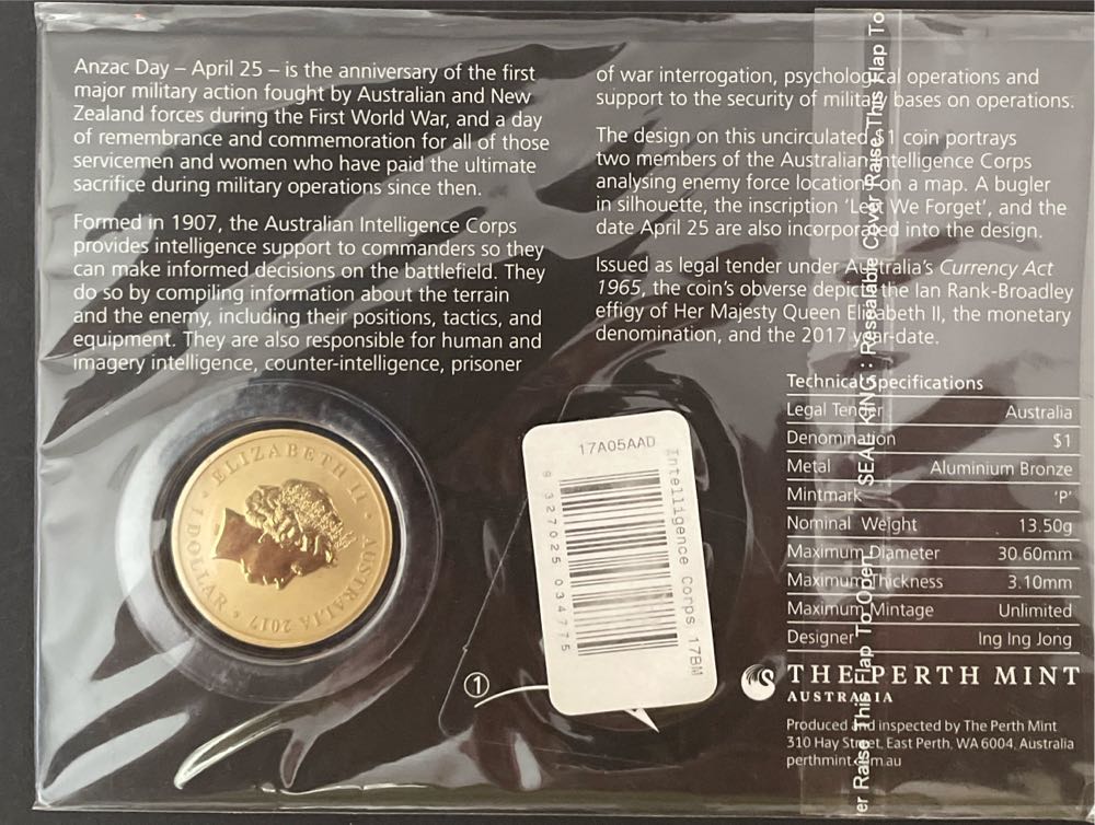 $1 Anzac Day Lest We Forget.  coin collectible [Barcode 9327025034775] - Main Image 2