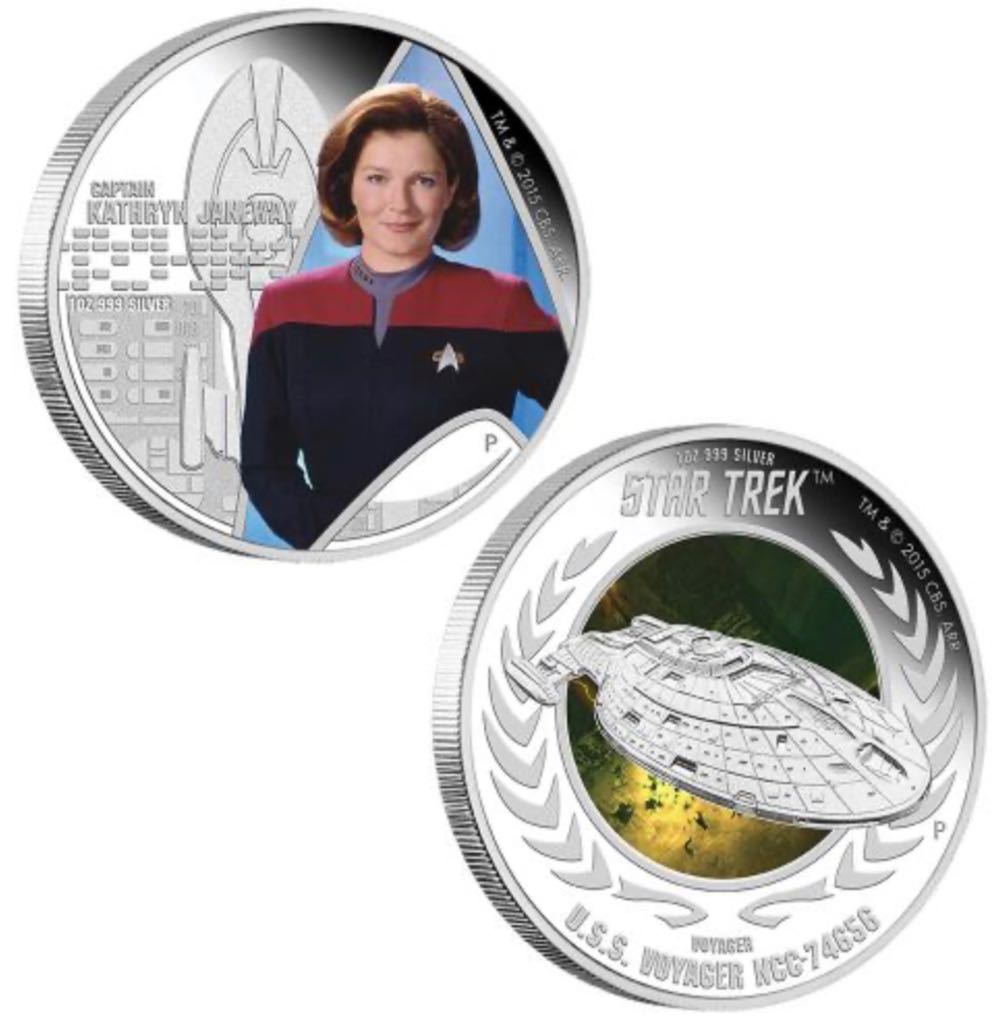 Star Trek: Voyager - Captain Kathryn Janeway & U.S.S. Voyager NCC-74656 2015 1oz Silver Proof Two-Coin Set  coin collectible - Main Image 2