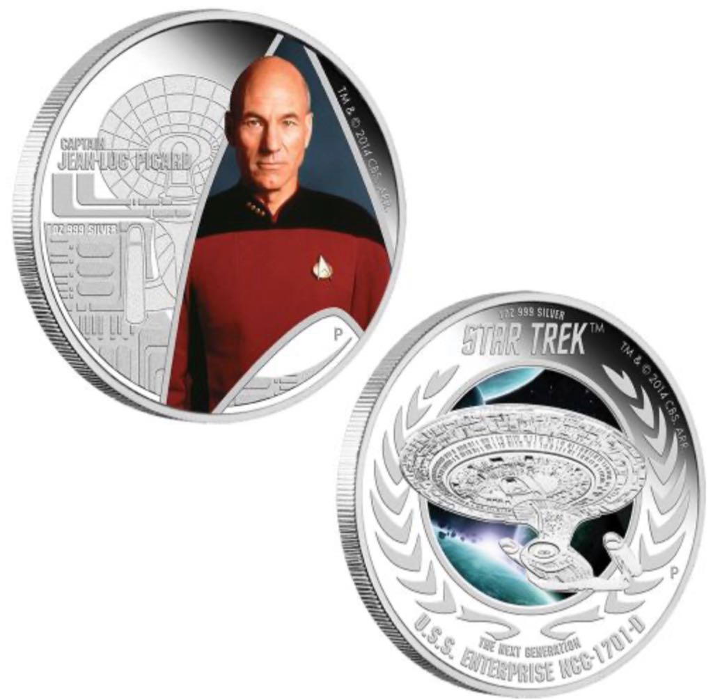 Star Trek: The Next Generation – Captain Jean-Luc Picard & U.S.S. Enterprise NCC-1701-D 2015 1oz Silver Proof Two-Coin  coin collectible - Main Image 2
