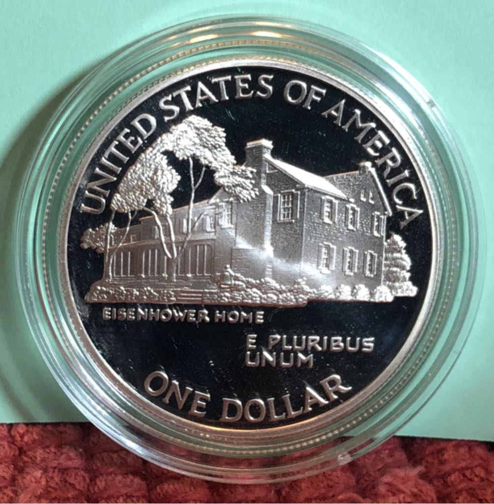 1990 P Eisenhower Centennial DCAM $1 Silver Commemorative  coin collectible - Main Image 2