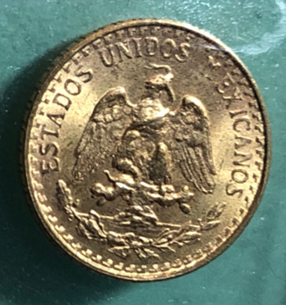 1945 MEXICAN 2 PESO GOLD  coin collectible - Main Image 2