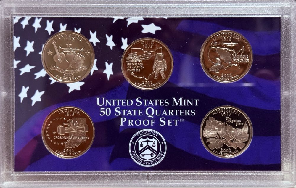 Standard 2002-S US Mint Proof Set Including (5) State Quarters  coin collectible - Main Image 4
