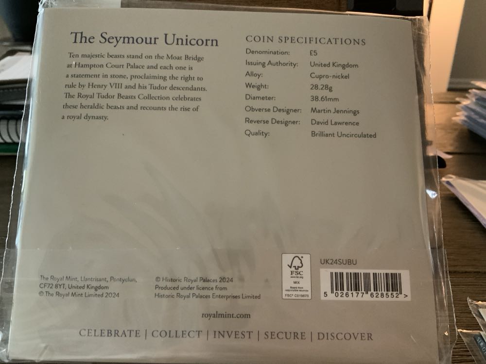 2024 Seymour Unicorn £5  coin collectible [Barcode 5026177628552] - Main Image 4