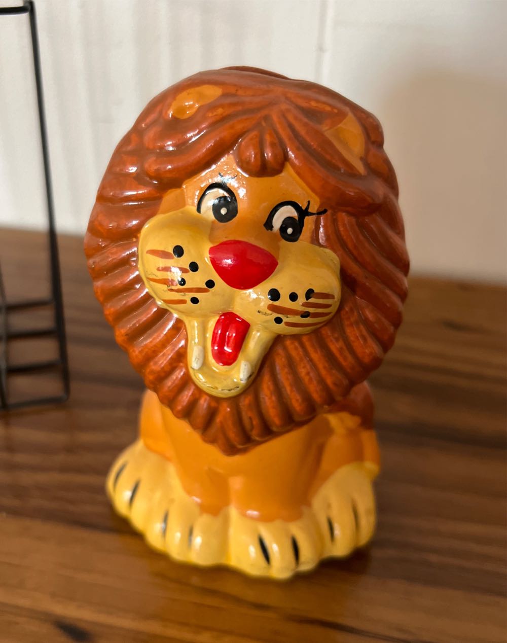 Vintage Coin Bank, Lion In A Cage “Please Feed Me” Ceramic Bank, 5”  coin collectible - Main Image 3