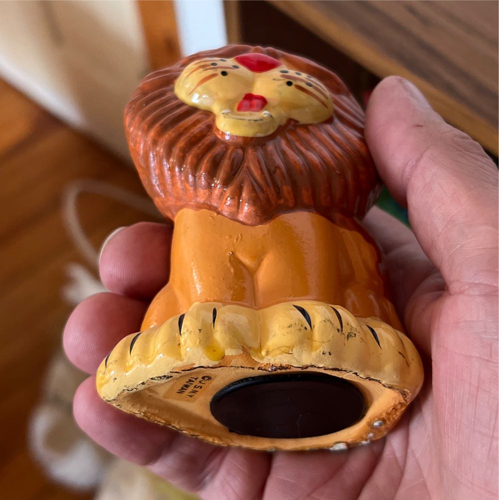 Vintage Coin Bank, Lion In A Cage “Please Feed Me” Ceramic Bank, 5”  coin collectible - Main Image 4