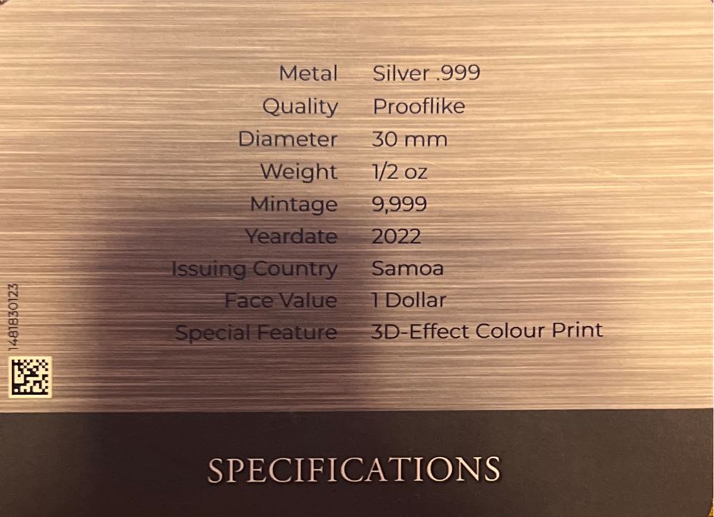 Samoa Venomous And Poisonous Deathstalker - 2022 1/2 Oz  coin collectible - Main Image 4