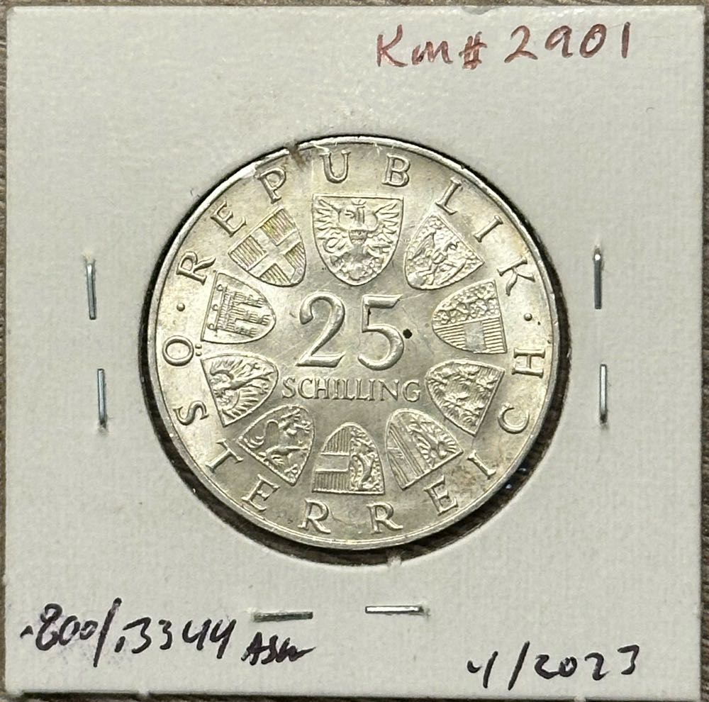 1967 Austria 25 Schilling  coin collectible - Main Image 2