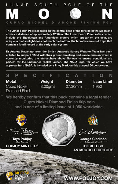Lunar South Pole Of The Moon Coin  coin collectible - Main Image 2