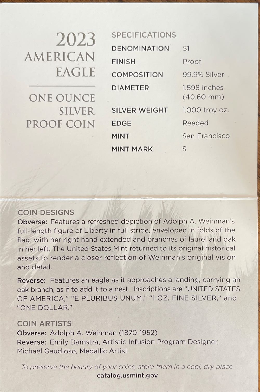 American Eagle 2023-S 1oz Silver Proof (23EM Sticker)  coin collectible [Barcode 704786450843] - Main Image 4