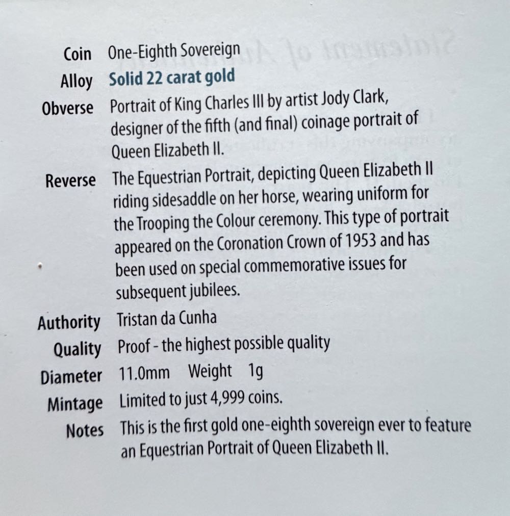 2023 Queen Elizabeth Coronation Anniversary 1/8th Sovereign  coin collectible - Main Image 4