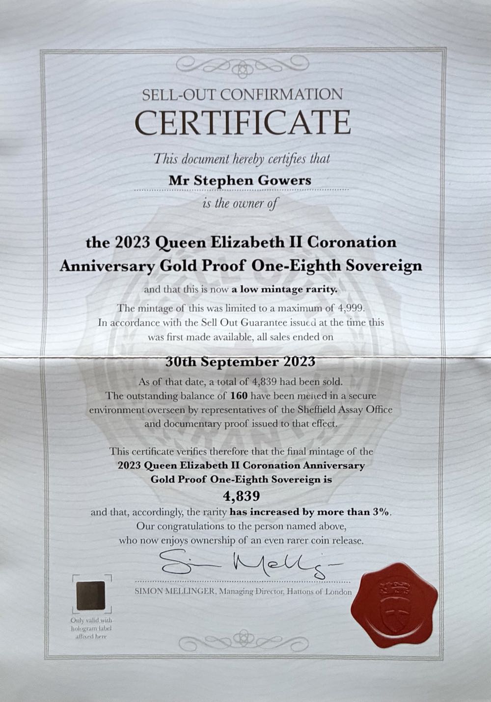 2023 Queen Elizabeth Coronation Anniversary 1/8th Sovereign  coin collectible - Main Image 5