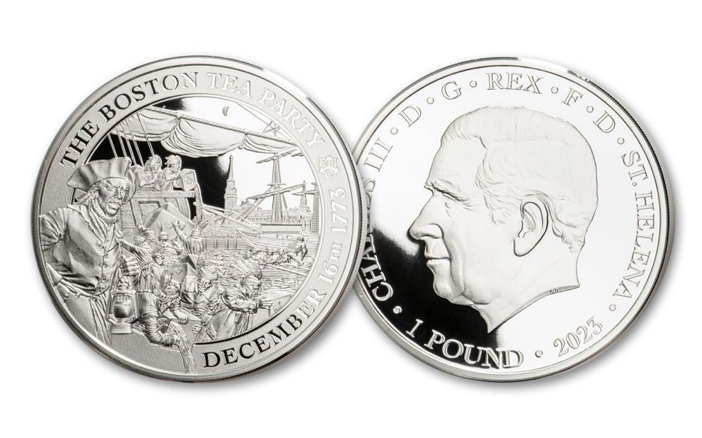 2023 Saint Helena £1 1-oz Silver Boston Tea Party Proof  coin collectible - Main Image 3