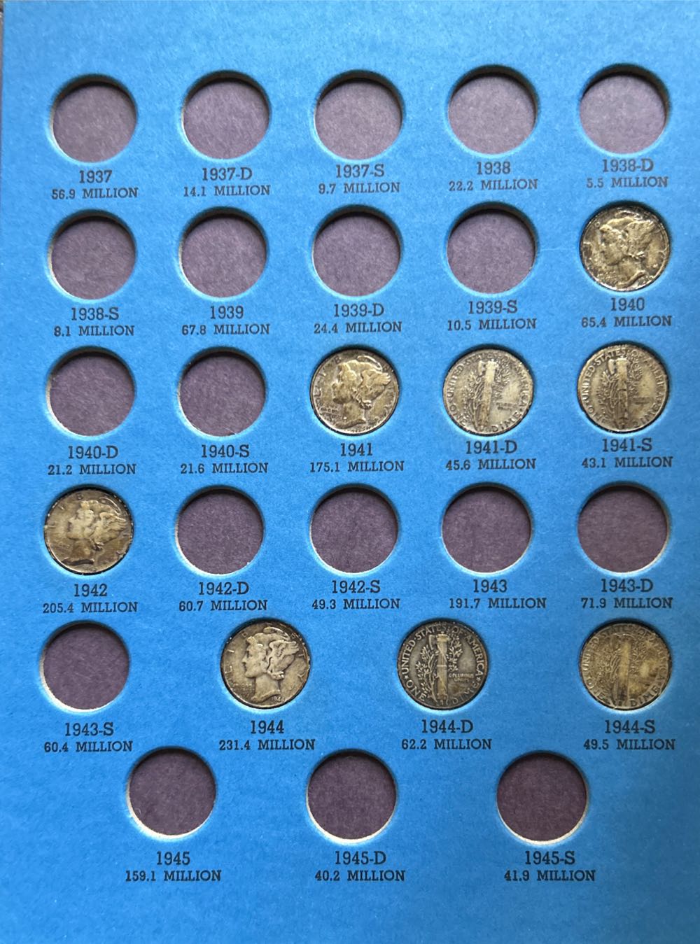 Mercury Dimes 1916-1945  coin collectible - Main Image 2