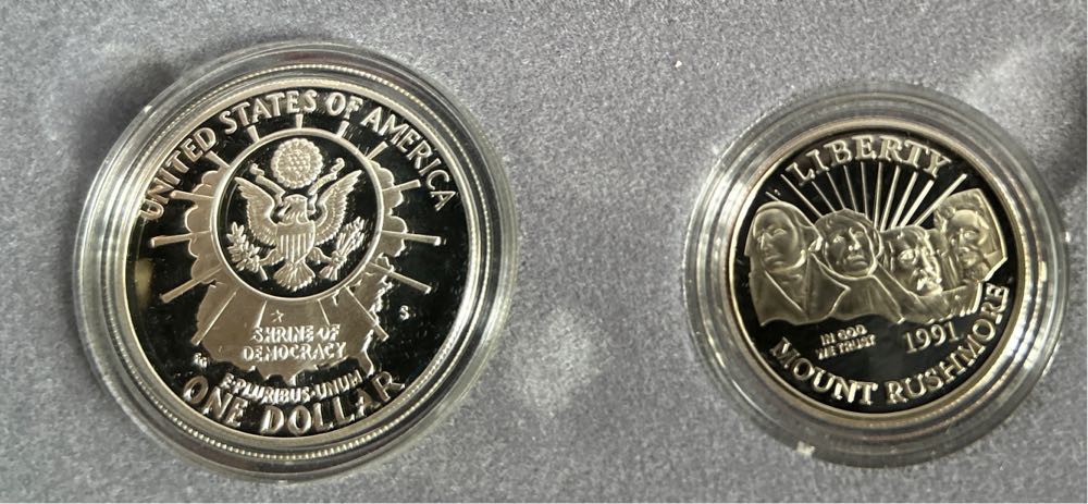 1991 Mount Rushmore Anniversary Proof Pair coin collectible - Main Image 4