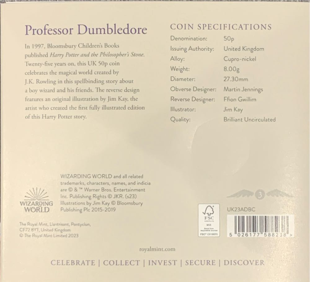 Harry Potter: Professor Dumbledore  coin collectible [Barcode 5026177588238] - Main Image 3