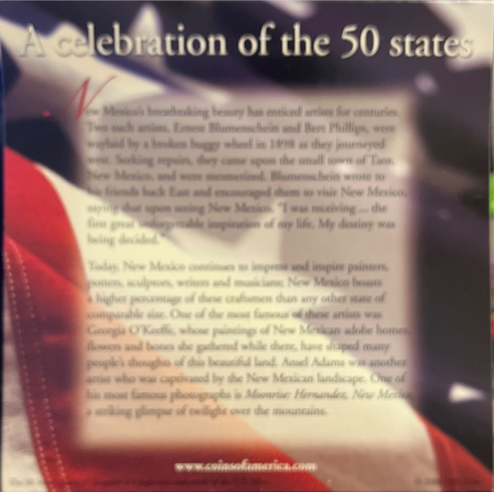 New Mexico U.S. Minted Quarter Dollars Number 47 Of 50  coin collectible - Main Image 3