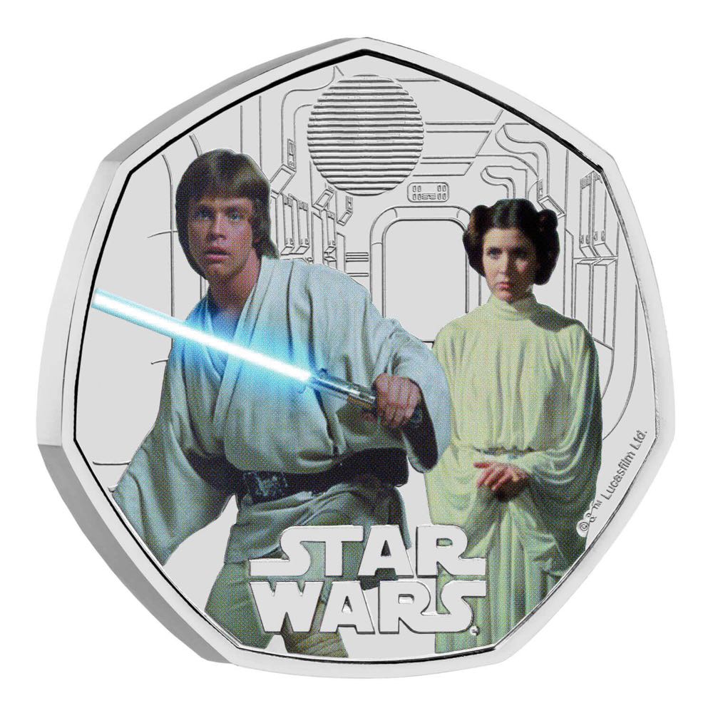 Luke Skywalker And Princess Leia Brilliant Uncirculated Colour  Coin  coin collectible - Main Image 2
