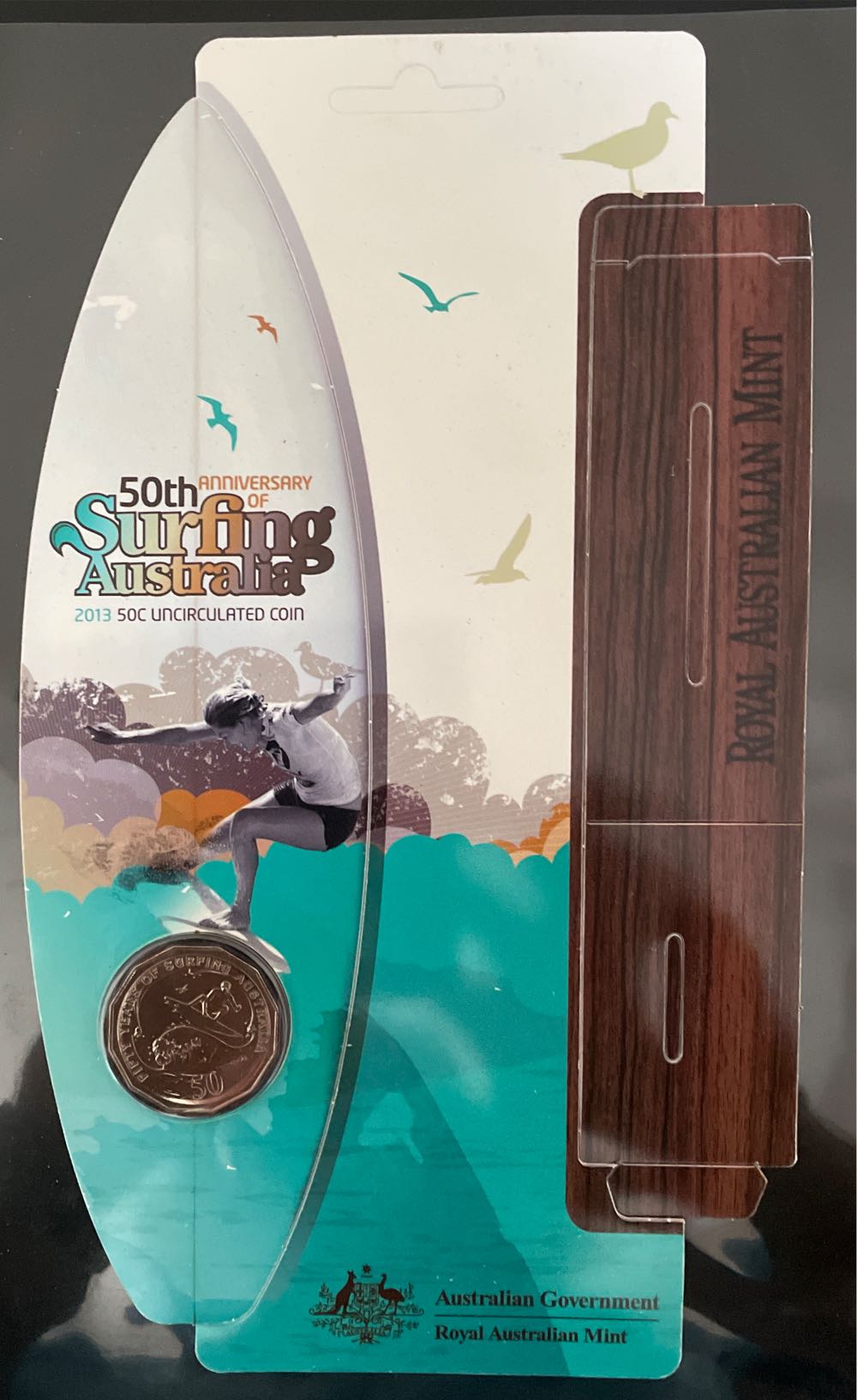 50c 50th Anniversary Of Surfing In Australia Unc Coin In ...  coin collectible [Barcode 9314683102045] - Main Image 2