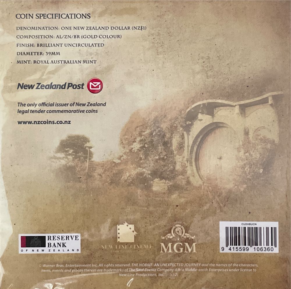 New Zealand $1 Bu Coin The Hobbit: An Unexpected Journey  coin collectible [Barcode 9415599106360] - Main Image 2