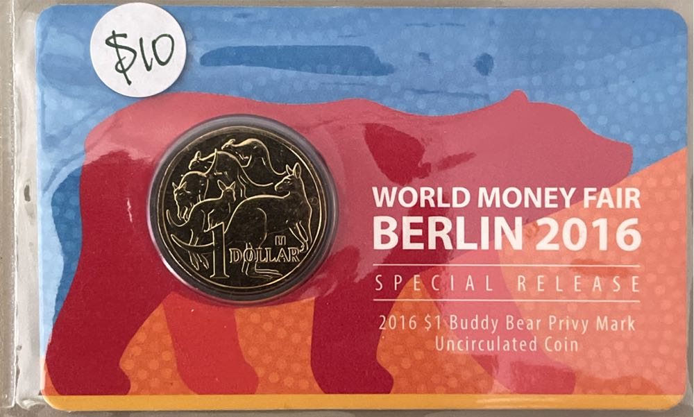 World Money Fair Buddy Bear Privy Mark $1  coin collectible [Barcode 9314685109233] - Main Image 2