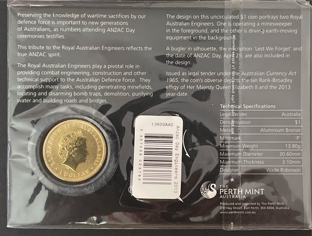 $1 Anzac Day Lest We Forget  coin collectible [Barcode 9327025023786] - Main Image 2