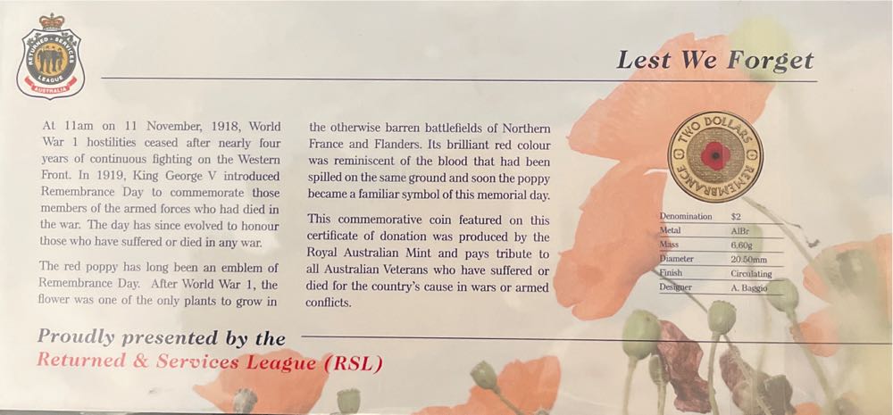 $2 Lest We Forget 2012  coin collectible - Main Image 2