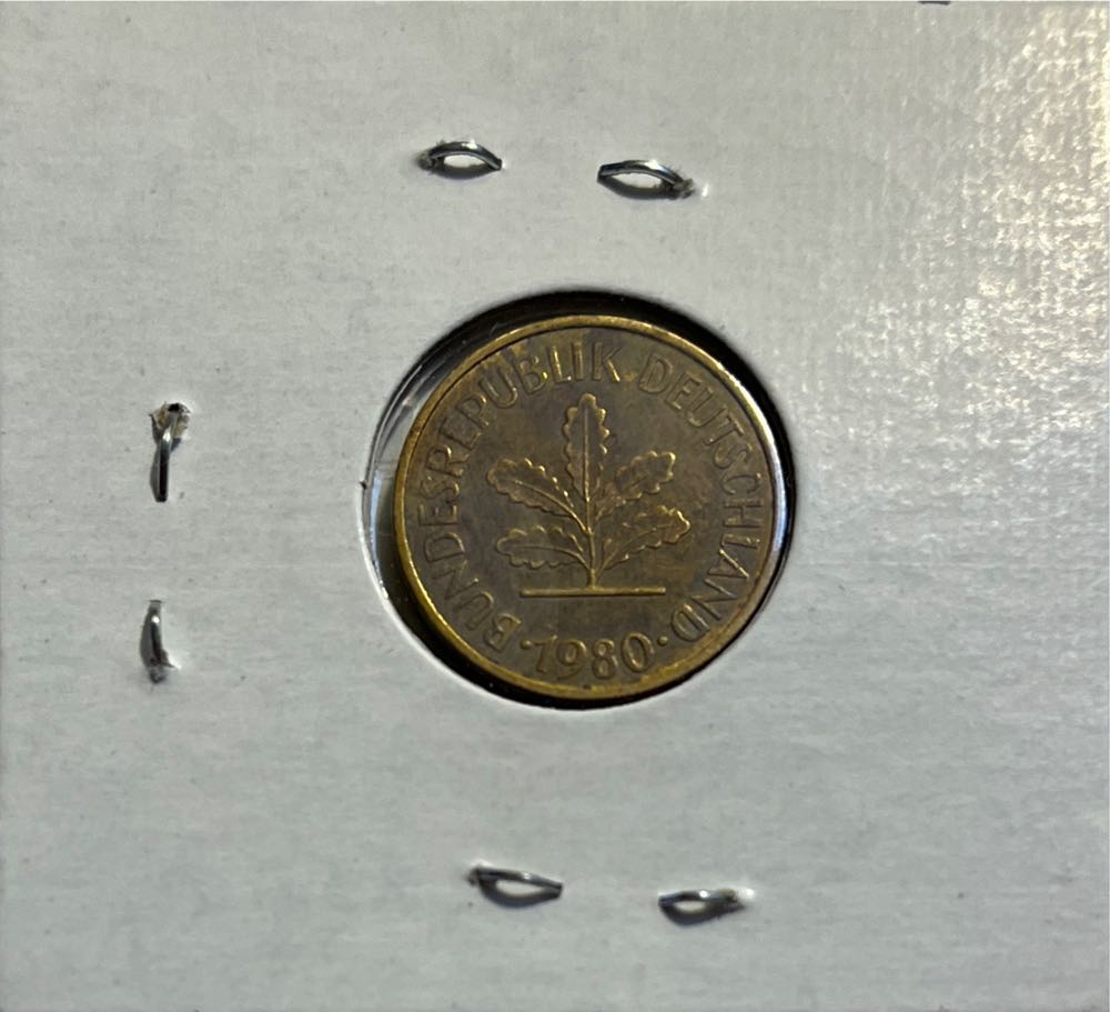 German 1980 J 5 Pfennig  coin collectible - Main Image 2