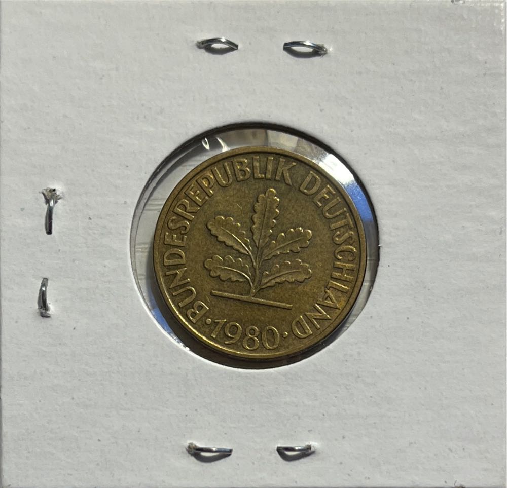 German 1980 F 10 Pfennig  coin collectible - Main Image 2