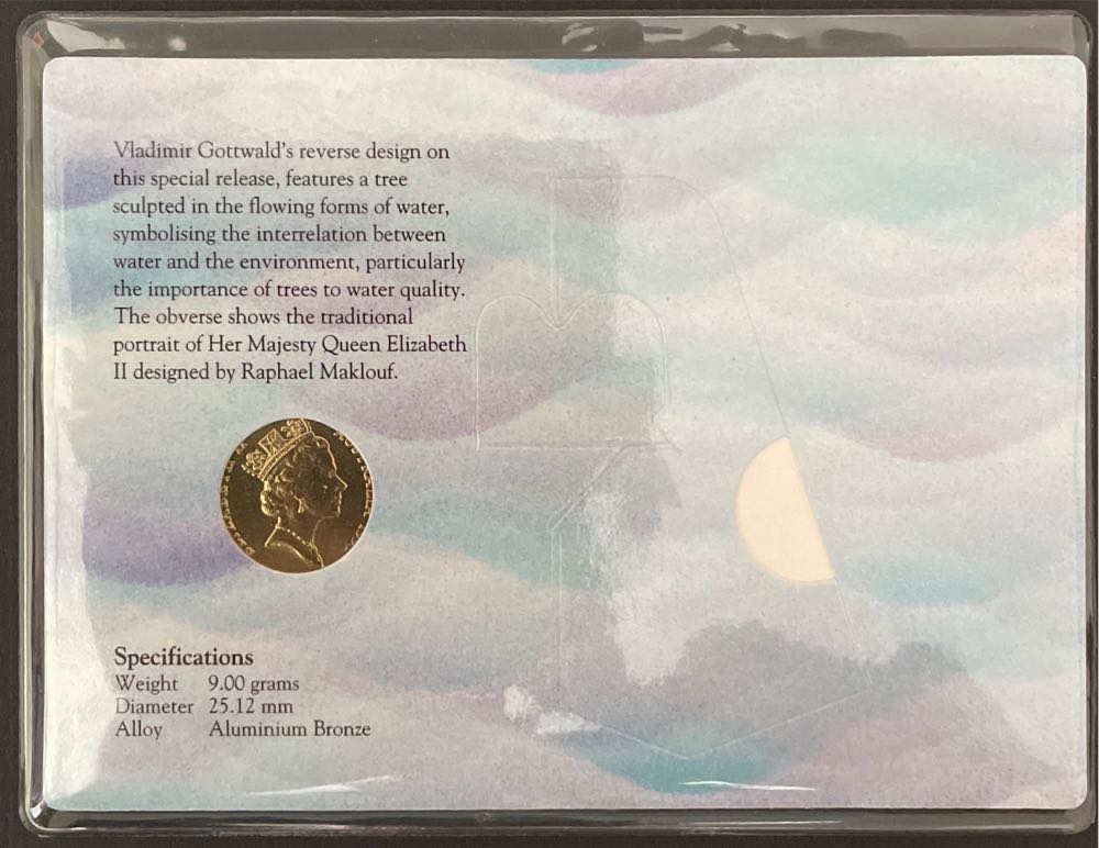 1993 Water Is Life One Dollar Coin  coin collectible - Main Image 2