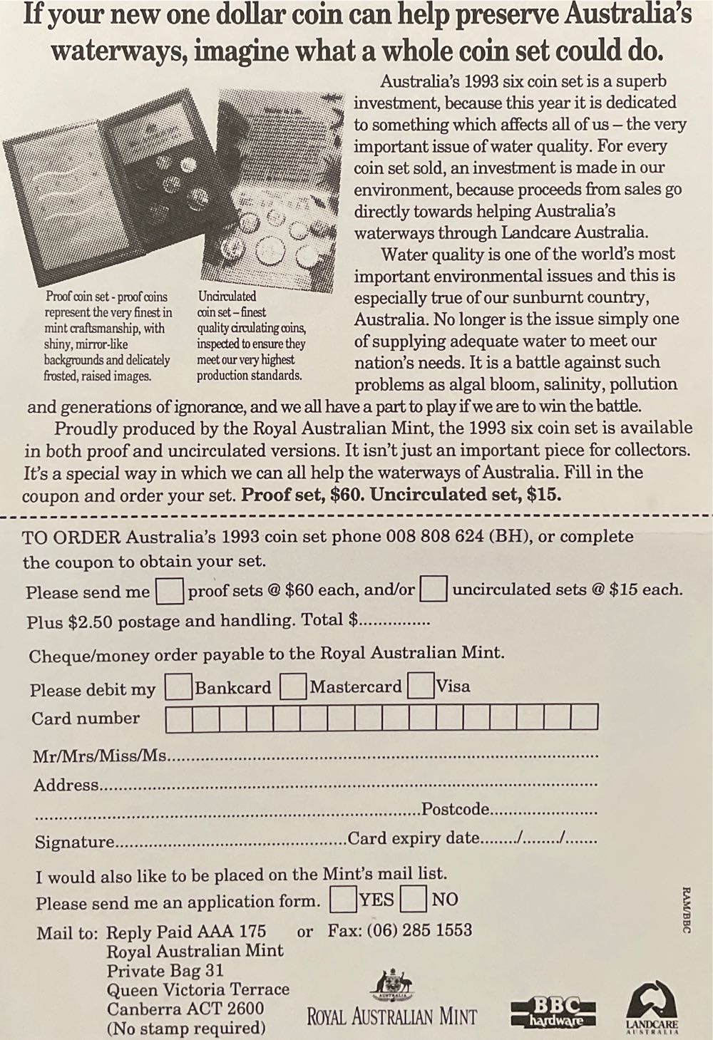 1993 Water Is Life One Dollar Coin  coin collectible - Main Image 3