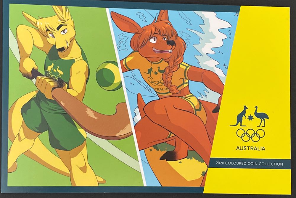 Australia: Tokyo Olympics $2 Albr Coloured Unc 5 Collection Hockey Roo Folder With 5 Coloured Set Folder Olympic Team Dollar Royal Mint Australian Surfing Australia  coin collectible [Barcode 9314688103542] - Main Image 2