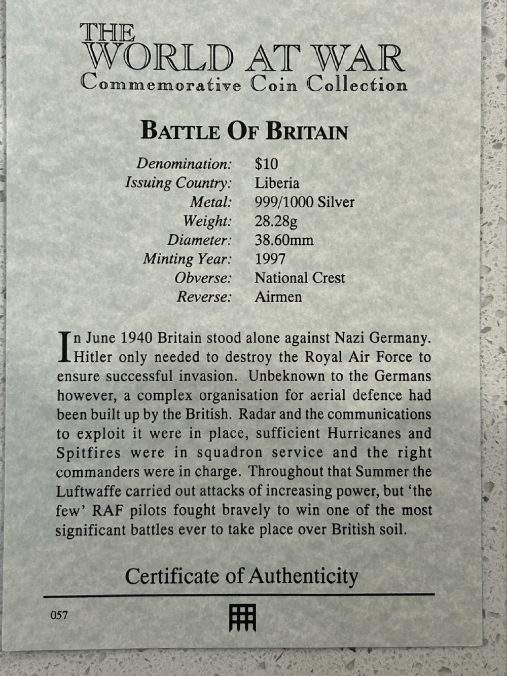 1997 World War 2 - Raid On The Dams  coin collectible - Main Image 3