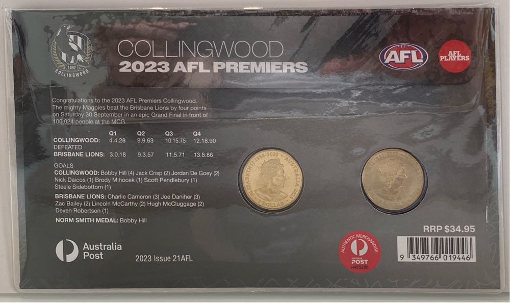 Australia Post Collingwood AFL Premiers Limited Edition 3000  coin collectible [Barcode 9349766019446] - Main Image 3