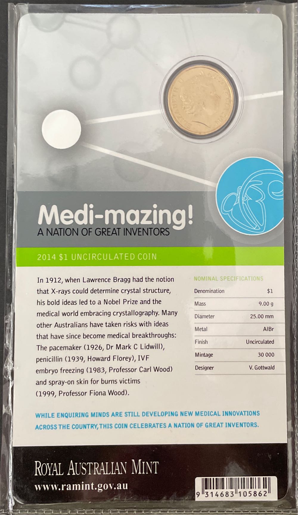 Australian: $1 Unc On Card’... Medi Mazing Australia 1 Dollar Mazing Great Card  coin collectible [Barcode 9314683105862] - Main Image 2