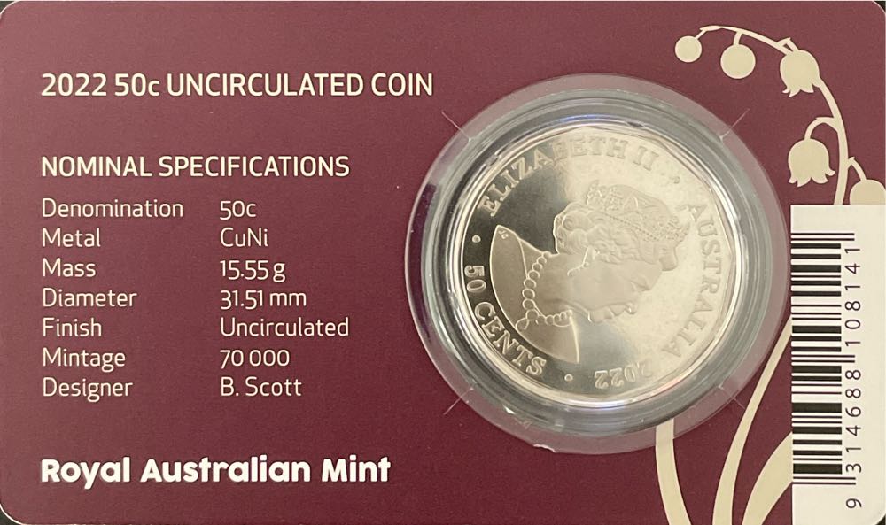 Queen Elizabeth II 50 Cent Platinum Jubilee Of Hm Queen On Card Cent Uncirculated  coin collectible [Barcode 9314688108141] - Main Image 2