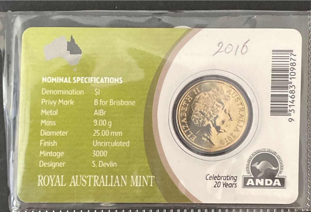 $1 Mob Of Roos B For Brisbane Privy Mark Unc  coin collectible [Barcode 9314683109877] - Main Image 2
