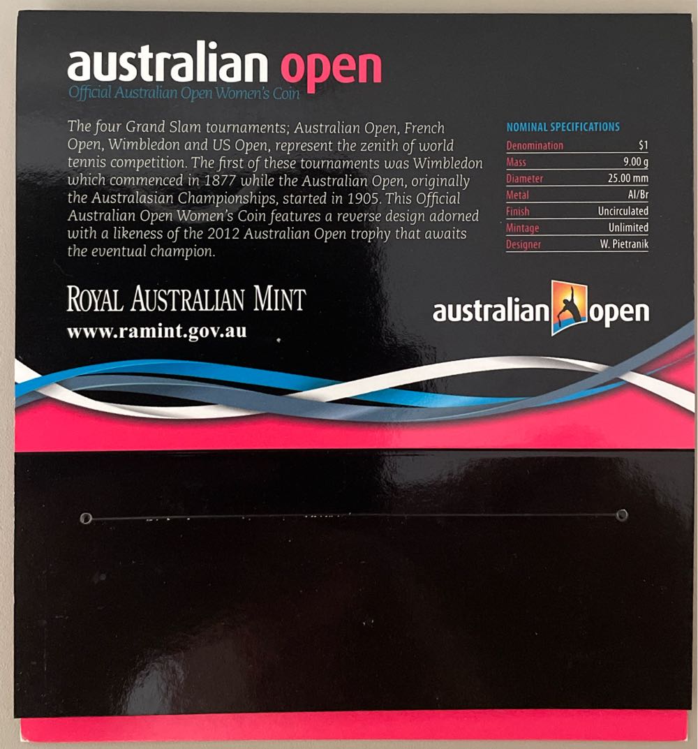 Australian: Australian Open Womens Tennis On  coin collectible [Barcode 9314683101659] - Main Image 2