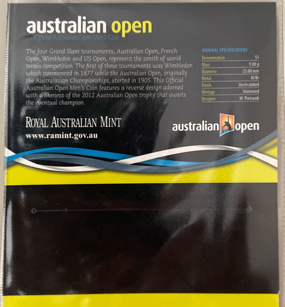 Australian Open 2012  coin collectible [Barcode 9314683101468] - Main Image 2