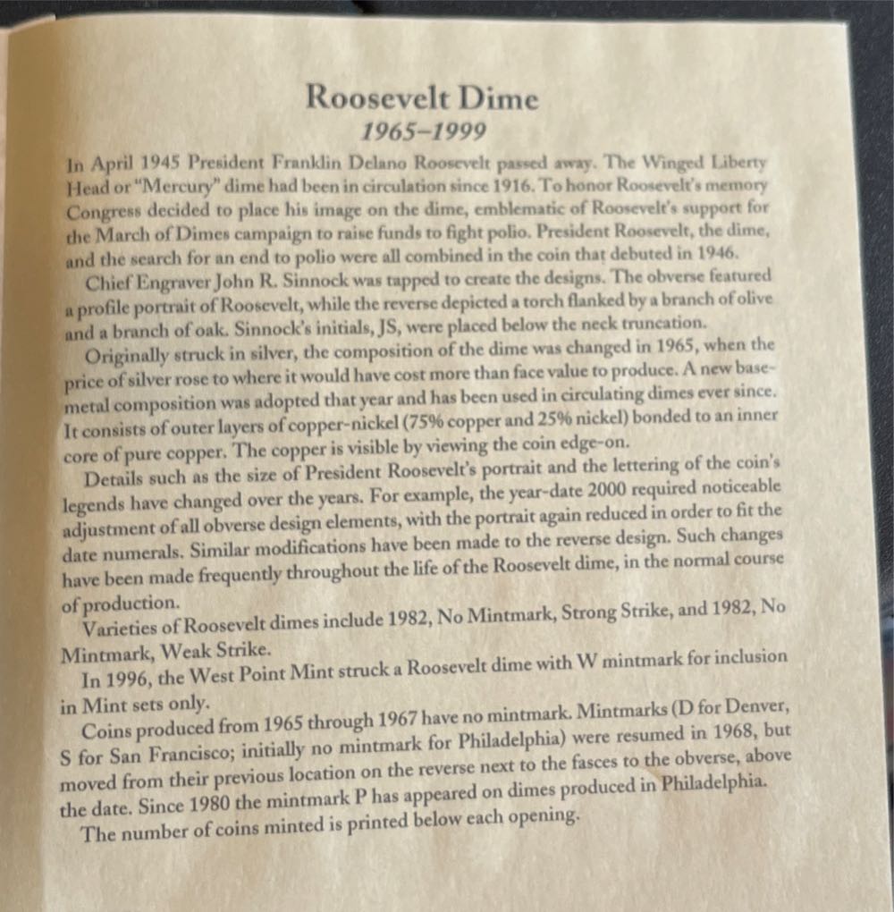 Roosevelt Dime Folder 1965—1999  coin collectible [Barcode 9780937458136] - Main Image 2